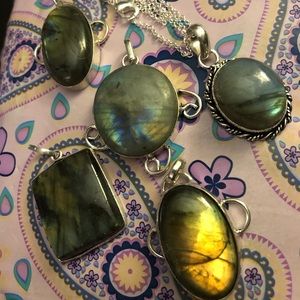 Labradorite Stone Necklace Sterling Chain Balance